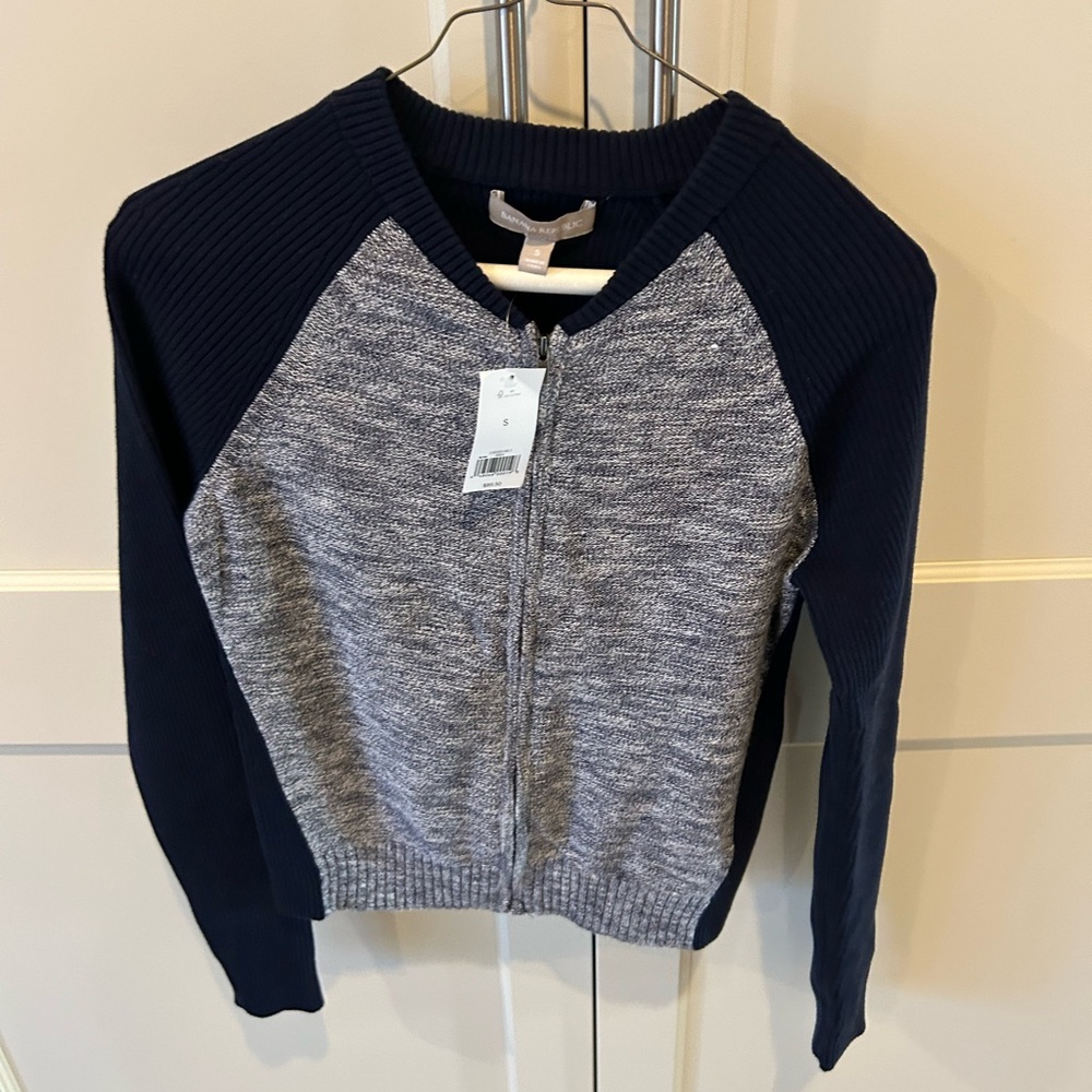 NWT! Banana Republic Navy zip front Sweater
